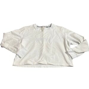 DOYOUEVEN‎ White Embroidered Cropped Long Sleeve Sweatshirt Top Women's Small